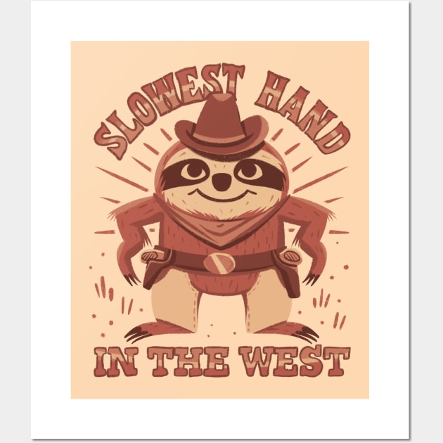 Funny Sloth Cowboy Wall Art by aaronsartroom